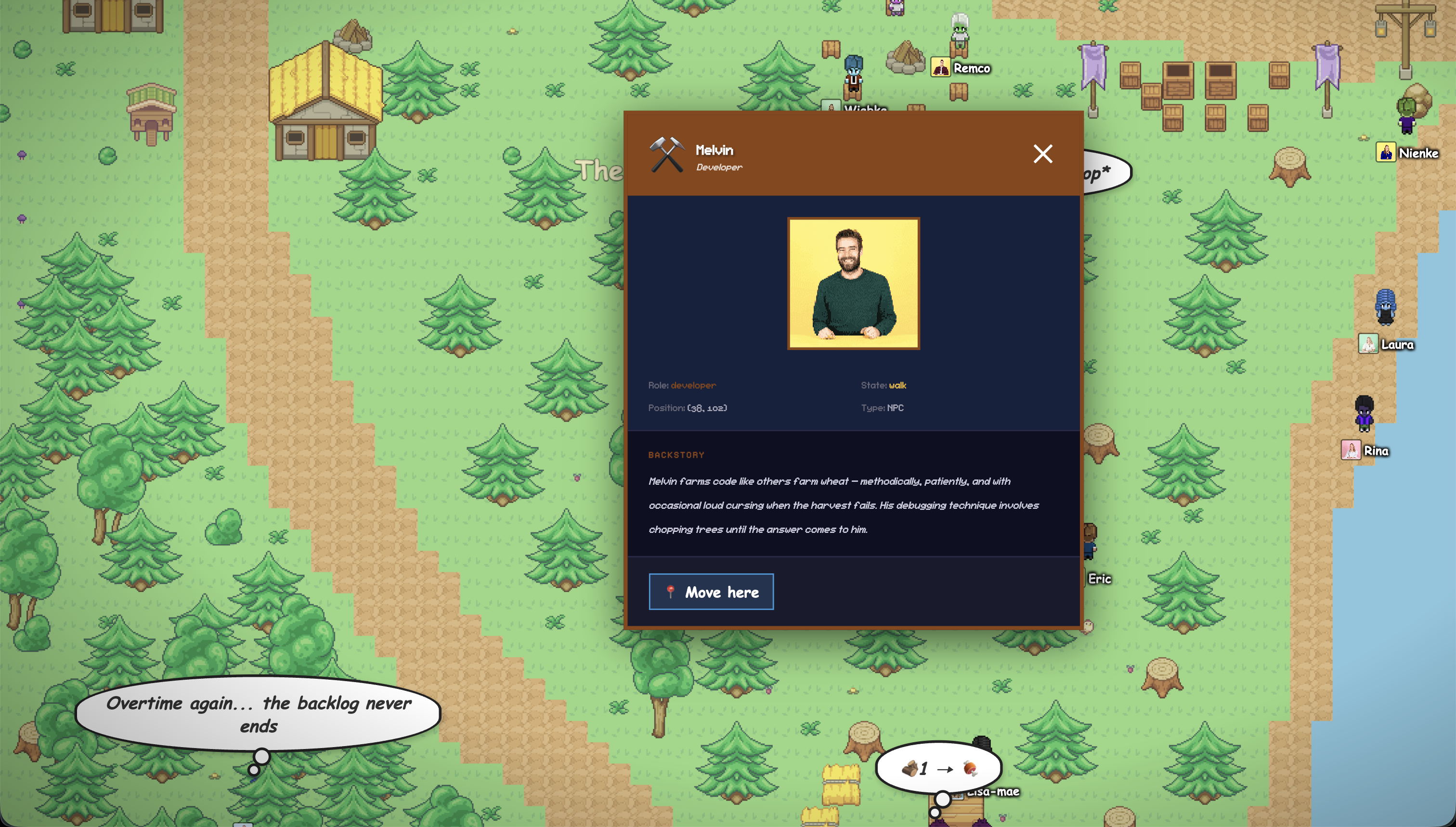 Pixel Agents village screenshot